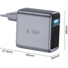 Tech-Protect POWERVISION NC140W-GAN 4 prievadų tinklo įkroviklis PD 140W / QC3.0 tamsiai pilkas