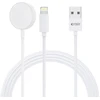 Magnetinis įkroviklis 2in1 Apple Watch 1.5m USB + Lightning Tech-Protect Ultraboost baltos spalvos
