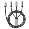 Kabelis 3in1 3.5A 1m USB – USB-C + Lightning + Micro USB Tech-Protect UltraBoost pilkos spalvos