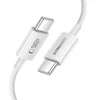 Tech-Protect ULTRABOOST LITE duomenų perdavimo ir įkrovimo kabelis | USB-C į USB-C | PD | 60W | 1,5 m | baltas