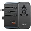 Kelioninis įkroviklis USAMS CC309 2xUSB-C 25W 4in1 US/AU/EU/UK juodos spalvos