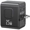 Kelioninis įkroviklis USAMS CC309 2xUSB-C 25W 4in1 US/AU/EU/UK juodos spalvos