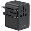 Kelioninis įkroviklis Adapteris USAMS CC310 3xUSB-C 70W 4in1 US/AU/EU/UK juodos spalvos