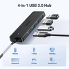 HUB Ugreen CM219 25851 su 4 USB-A 3.0 jungtys and USB-A 3.0 kabelis 15cm - juodos spalvos
