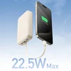 Nešiojamas įkroviklis UGREEN 20000mAh Power Bank su įmontuotu kabeliu, baltas