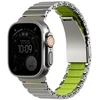 Dirželis UNIQ Strova Flex do Apple Watch 44/45/46/49mm Series 1/2/3/4/5/6/7/8/9/10/11/SE/SE2/SE3/Ultra/Ultra 2/Ultra 3 sidabrinė ir šviesiai žalia