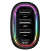 USAMS automobilinis įkroviklis 1xUSB-C 3xUSB-A C34 48W 3A+C PD Fast Charge juodos spalvos CC170CC01 (US-CC170)