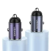 Automobilinis įkroviklis 30W PD USB-C + USB Fas Charge With Built-In Ring USAMS C38 CC206CC01 (US-CC206) violetinės spalvos