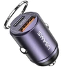Automobilinis įkroviklis 30W PD USB-C + USB Fas Charge With Built-In Ring USAMS C38 CC206CC01 (US-CC206) violetinės spalvos