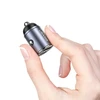 Automobilinis įkroviklis 30W PD USB-C + USB Fas Charge With Built-In Ring USAMS C38 CC206CC01 (US-CC206) violetinės spalvos