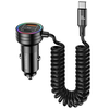 USAMS automobilinis įkroviklis 2xUSB-C 1xUSB-A C33 60W with spring cable Fast Charge juodos spalvos CC167CC01 (US-CC167)