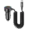 USAMS automobilinis įkroviklis 2xUSB-C 1xUSB-A C33 60W with spring cable Fast Charge juodas CC167CC01 (US-CC167)