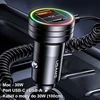 USAMS automobilinis įkroviklis 2xUSB-C 1xUSB-A C33 60W with spring cable Fast Charge juodos spalvos CC167CC01 (US-CC167)