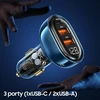 USAMS automobilinis įkroviklis 2xUSB+1xUSB-C 125W Fast Charge transparent juodos spalvos CC158CC01 (US-CC158)