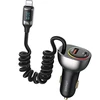 USAMS automobilinis įkroviklis C37 1xUSB+1xUSB-C 60W + kabelis Ligtning 30W PD+QC Fast Charge juodos spalvos CC193CC01 (US-CC193)