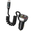 USAMS automobilinis įkroviklis C37 1xUSB+1xUSB-C 60W + kabelis USB-C 30W PD+QC Fast Charge juodos spalvos CC192CC01 (US-CC192)