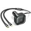 USAMS automobilinis įkroviklis with retractable cable 1xUSB-C+1x Lightning C41 PD 30W Fast Charge juodas/juodas CC2