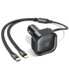 USAMS automobilinis įkroviklis with retractable cable 2xUSB-C C41 PD 30W Fast Charge juodas/juodas CC220CC01 (US-CC