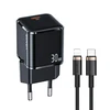 USAMS Tinklo įkroviklis 1xUSB-C T45 30W PD3.0 Fast Charging +kabelis U63 USB-C/Lightning juodos spalvos UXTZH01 (USAMS-UX)