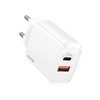 USAMS Tinklo įkroviklis 1xUSB-C+1xUSB T35 20W (only head) PD3.0 +QC3.0 Fast Charging baltos spalvos CC121TC01 (US-CC121)