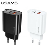 USAMS Tinklo įkroviklis 1xUSB-C+1xUSB T35 20W (only head) PD3.0 +QC3.0 Fast Charging baltos spalvos CC121TC01 (US-CC121)
