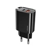 USAMS Tinklo įkroviklis 1xUSB-C+1xUSB T35 20W (only head) PD3.0 +QC3.0 Fast Charging juodos spalvos CC121TC02 (US-CC121)