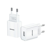 USAMS laidinis įkroviklis 1xUSB T18 2,1A(only head) balta/baltos spalvos Fast Charging CC075TC01