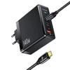 USAMS įkroviklis 2xUSB-C+1xUSB T52PD140W PD greito įkrovimo US-CC168 + U82 USB-C/USB-C US-SJ581 kabelis