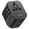 USAMS laidinis įkroviklis 2xUSB+1xUSB-C T59 20W 4in1 US/AU/EU/UK juodos spalvos CC179TC01 (US-CC179) Universal Travel Charger