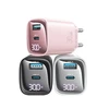 USAMS tinklo įkroviklis CC229 30W GaN USB-C/USB-A Fast Charging XC Series baltos spalvos CC229TC02