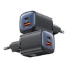 USAMS Laidinis įkroviklis CC254 30W GaN USB-C/USB-A Fast Charging HC Series violetinės spalvos CC254TC03
