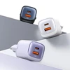 USAMS Laidinis įkroviklis CC254 30W GaN USB-C/USB-A Fast Charging HC Series juodos spalvos CC254TC01