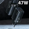USAMS Tinklo įkroviklis T41 USB-C+USB GaN 47W PD+QC (only head) Fast Charging juodos spalvos CC137TC01 (US-CC137)