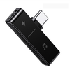 Adapteris USB Usams AU12 USB-C - Jack 3.5mm + USB-C Juodas (66867-uniw)