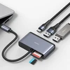 USAMS šakotuvas HUB 5in1 USB 2.0/USB 3.0/ USB-C/TF/SD pilkos spalvos SJ628HUB01 (US-SJ628)