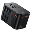 USAMS Adapteris laidinis 1xUSB+2xUSB-C T62 65W 4in1 US/AU/EU/UK juodos spalvos CC199TC01 (US-CC199) Univesal Travel Charger