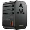 USAMS Adapteris laidinis 1xUSB+2xUSB-C T62 65W 4in1 US/AU/EU/UK juodos spalvos CC199TC01 (US-CC199) Univesal Travel Charger