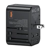 USAMS Adapteris laidinis 1xUSB+2xUSB-C T62 65W 4in1 US/AU/EU/UK juodos spalvos CC199TC01 (US-CC199) Univesal Travel Charger