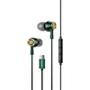 USAMS Stereo ausinės EP-43 metalinės USB-C tamsiai žalios spalvos dark žalias HSEP4302