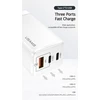 USAMS laidinis įkroviklis MT 2xUSB-C + USB GaN 65W T33 PD (tik antgalis) greito įkrovimo baltas CC110TC02 (US-CC)