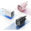 USAMS CC229 kelioninis įkroviklis | 30 W | GaN | USB-C, USB-A | baltas