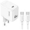 Įkroviklis jungiama į tinklą USAMS CC339 T76 45W GaN USB-C + kabelis SJ711 USB-C/USB-C 1m balta