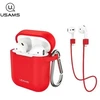 USAMS Dėklas apsauginis dėklas AirPods ausinėms, silikoninis, raudonas/raudonas BH423AP04 (US-BH423)