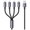 USAMS Kabelis 4in1 2xUSB-C/Lightning/MicroU SB 15W 1,2m aliuminio lydinio duomenų kabelis Sufeng Series SJ739USB101 (US-SJ739)