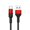 USAMS U5 USB-C 2A krovimo ir informacijos perdavimo laidas, Juoda/Raudona