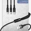 USAMS Kabelis pintas U5 3w1 1,5m 2Ajuodos spalvos (lightning/microUSB/USB-C) SJ2193IN101 (US-SJ219)