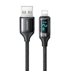 USAMS Kabelis pintas U78 lightning 1.2m LED 2.4A Fast Charging juodos spalvos SJ543USB01 (US-SJ543)