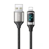 USAMS Kabelis pintas U78 lightning 1.2m LED 2.4A Fast Charging sidabrinis juodos spalvos SJ543USB02 (US-SJ543)