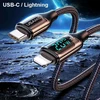 USAMS Kabelis pintas U78 USB-C na Lightning LED 1.2m 20W PD Fast Charge baltos spalvos SJ545USB02 (US-SJ545)