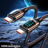USAMS Cable Braided U78 USB-C į USB-CLED 1,2m 100W Fast Charging juoda/juodas SJ546USB01 (US-SJ546 )